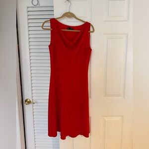 DKNY Red Sleeveless Midi Dress
